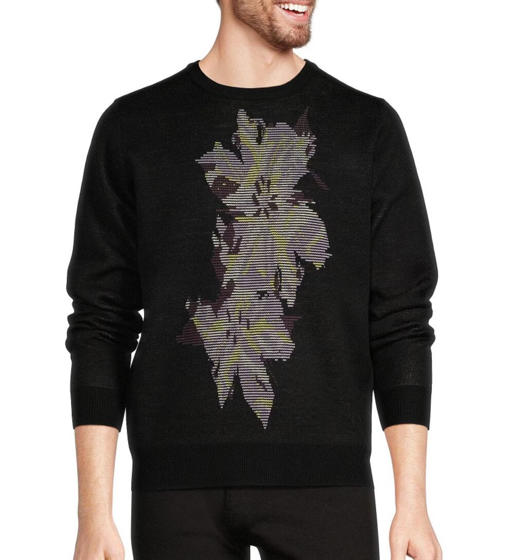 NWT Murano Inflourescence XL Men Tight Knit Crew Neck Heavy Sweater Floral 1584
